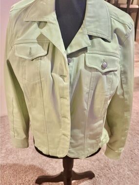 Live a little **Womens Light Green Jacket - Classic Button Front